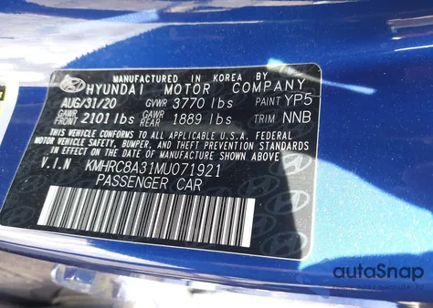 2021 Hyundai Venue Sel from USA, damaged, VIN KMHRC8A31MU071921